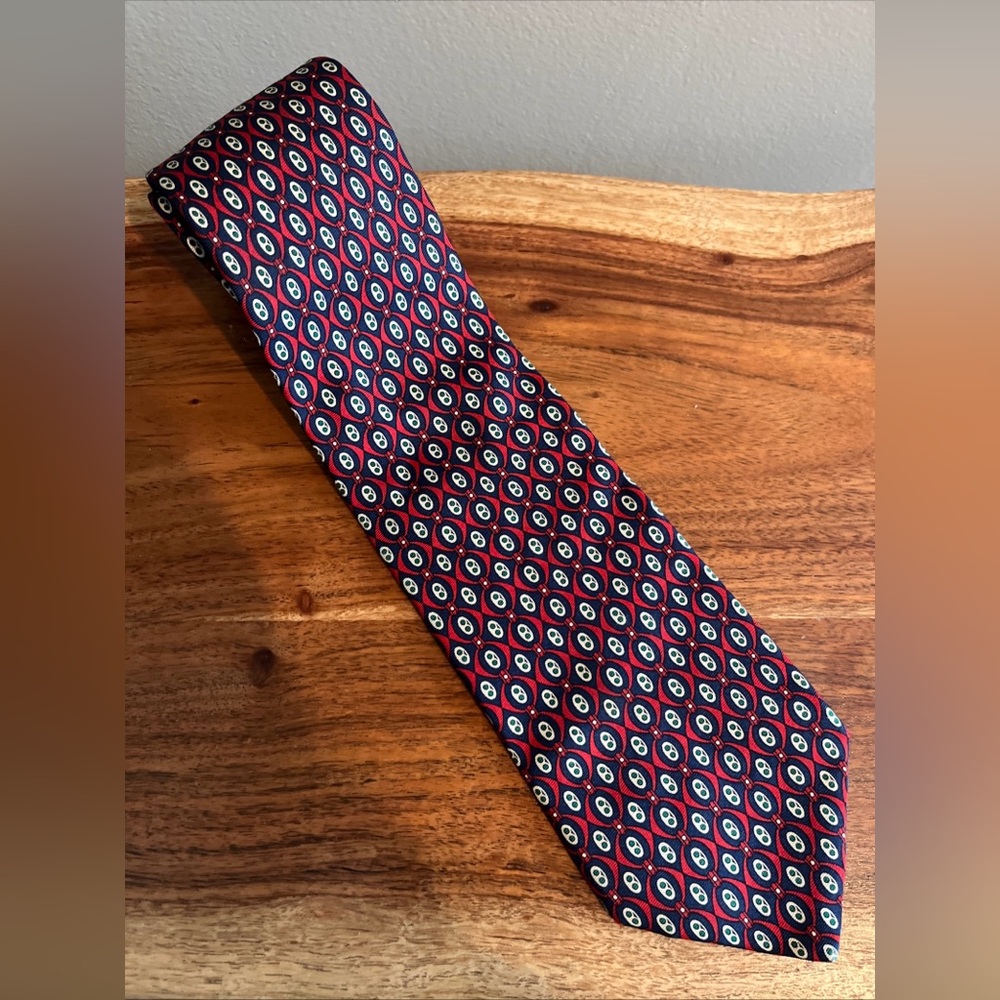 Brooks Brothers 100% Silk Made In USA Neck Tie Blue Green Cream